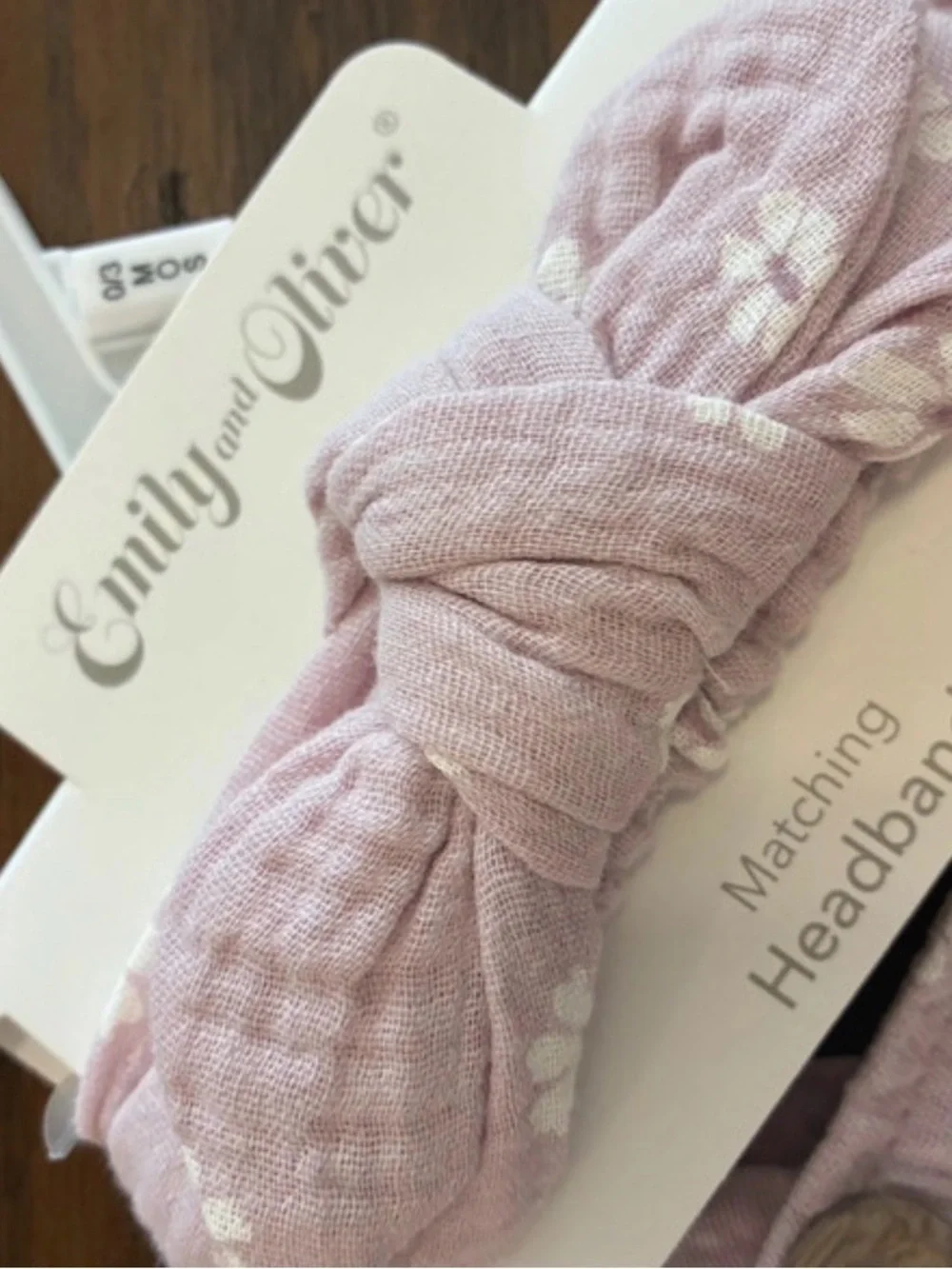 Emily & Oliver Pink Floral Muslin Romper with Matching Headband